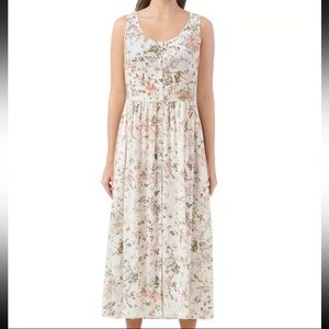 Frye Floral Maxi Dress XL Sleeveless Gauze Button Front Cottagecore Country Boho